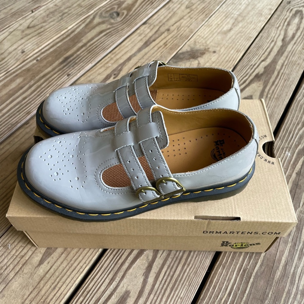 Dr Martens 8065 Zinc Grey Patent Leather Mary Jane